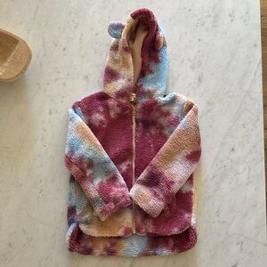 Tucker and Tate Purple Combo Tie Dye Fleece Animal Ear Hooded Jacket size 7